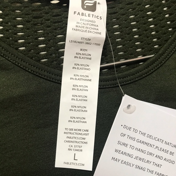 NWT fabletics olive green work out top - Picture 3 of 8